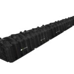 Sistem de dren percolare BioFos cu cinci tuneluri, asigurând o evacuare eficientă a apei uzate din fose septice.