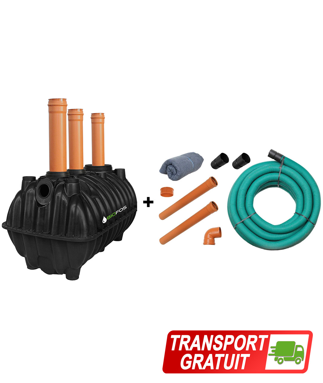 basic-1100 Pachet fosa 1100L si kit drenaj de la BioFos - pachetul Basic 1100 cu transport gratuit