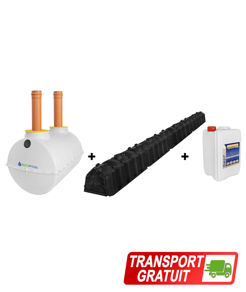 Pachet fosa 2000L si kit percolaj cu 4 tunele de la BioFos si 5L bioactivator SEPT-X - pachetul PREMIUM 2000 cu transport gratuit
