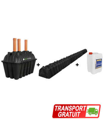 Pachet fosa 2500L si kit percolaj cu 5 tunele de la BioFos si 5L bioactivator SEPT-X - pachetul PREMIUM 2500 cu transport gratuit