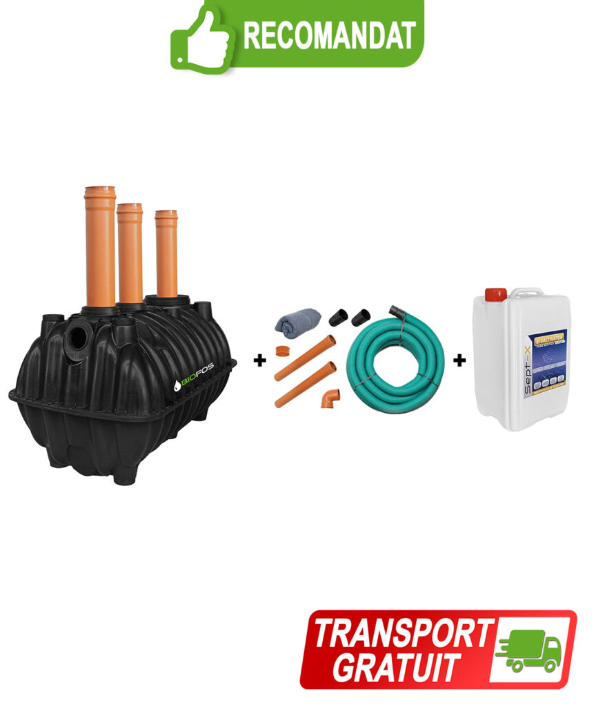 Pachet fosa 1600L si kit drenaj de la BioFos si 5L bioactivator SEPT-X - pachetul SMART 1600 cu transport gratuit