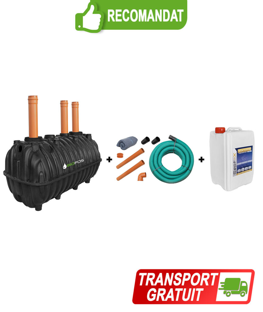 Pachet fosa 2200L si kit drenaj de la BioFos si 5L bioactivator SEPT-X - pachetul SMART 2200 cu transport gratuit
