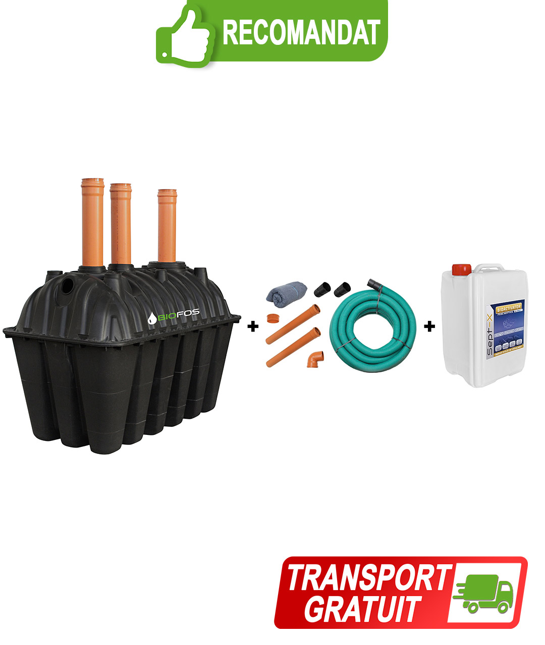 smart-2500 Pachet fosa 2500L si kit drenaj de la BioFos si 5L bioactivator SEPT-X - pachetul SMART 2500 cu transport gratuit