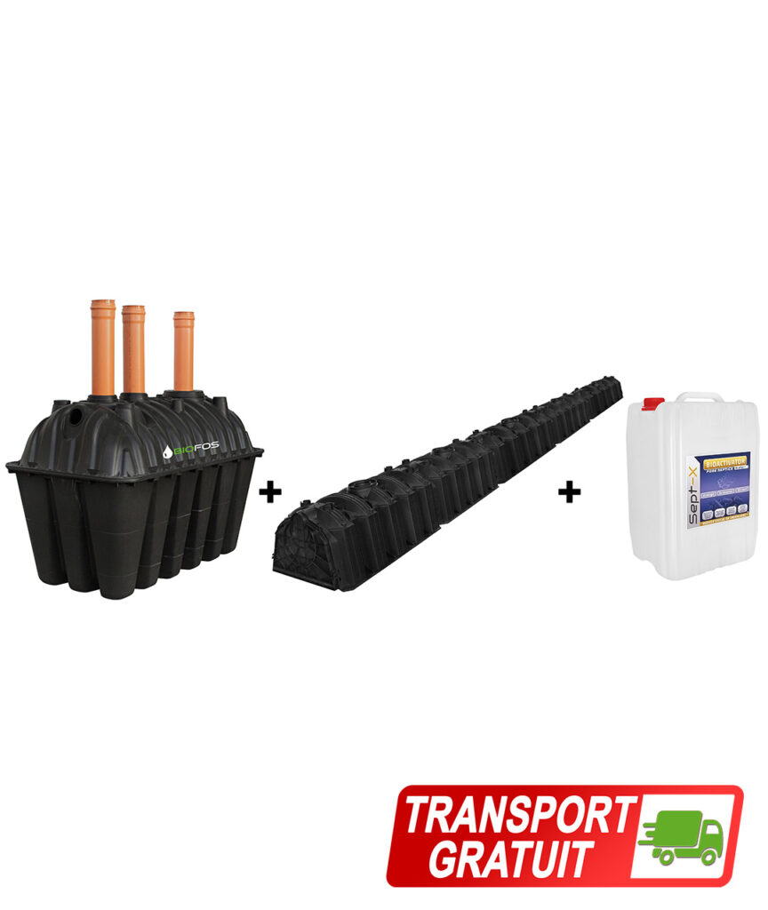Pachet fosa 2500L si kit percolaj cu 5 tunele de la BioFos si 20L bioactivator SEPT-X - pachetul PREMIUM PLUS 2500 cu transport gratuit